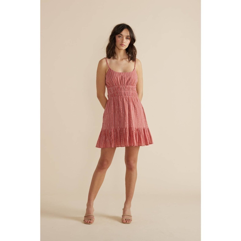 Minkpink Women's Anne Smocked Tie Dress Dusty Pink Size M NWT
